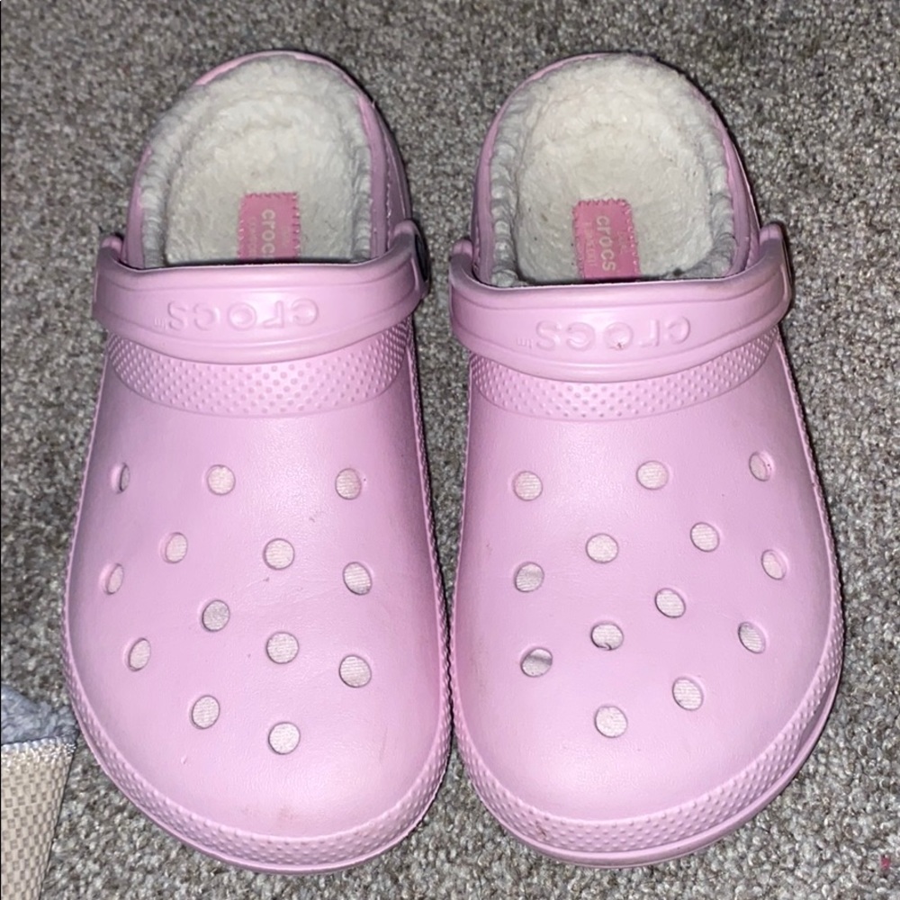 Pink Lined Crocs